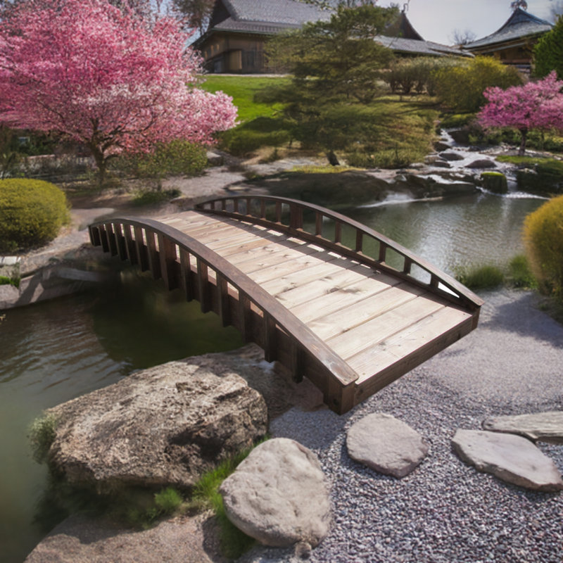 Sams Gazebos Crescent Japanese Garden Bridge 8 ft. | Wayfair